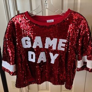 Red sequin game day shirt